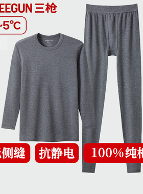 三枪保暖内衣套装男士纯棉中厚宽松棉毛衫爸爸中老年全棉秋衣秋裤