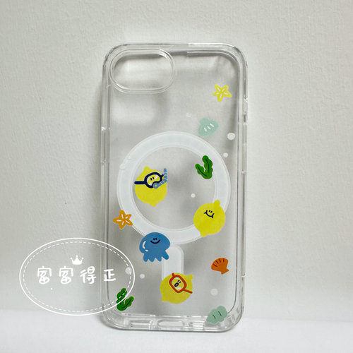 适用于苹果17promax三星联名Second Morning柠檬手机壳16EMagsafe弱磁吸15Pro亚克力14Pro苹果11海底世界