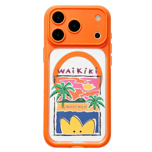 适用于苹果18promax精孔Make it Wacky新品手机壳16EMagsafe全包15Pro亚克力14Pro线条WiLLy海滩主题