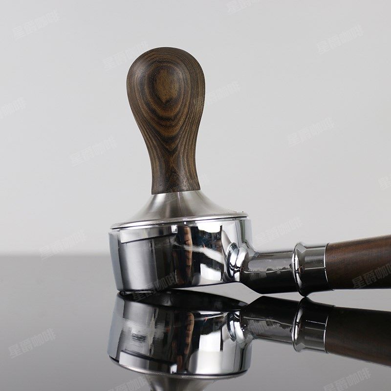 压粉锤实心304不锈钢咖啡压粉器沉贵宝木柄41/49/51/53/58/58.5mm
