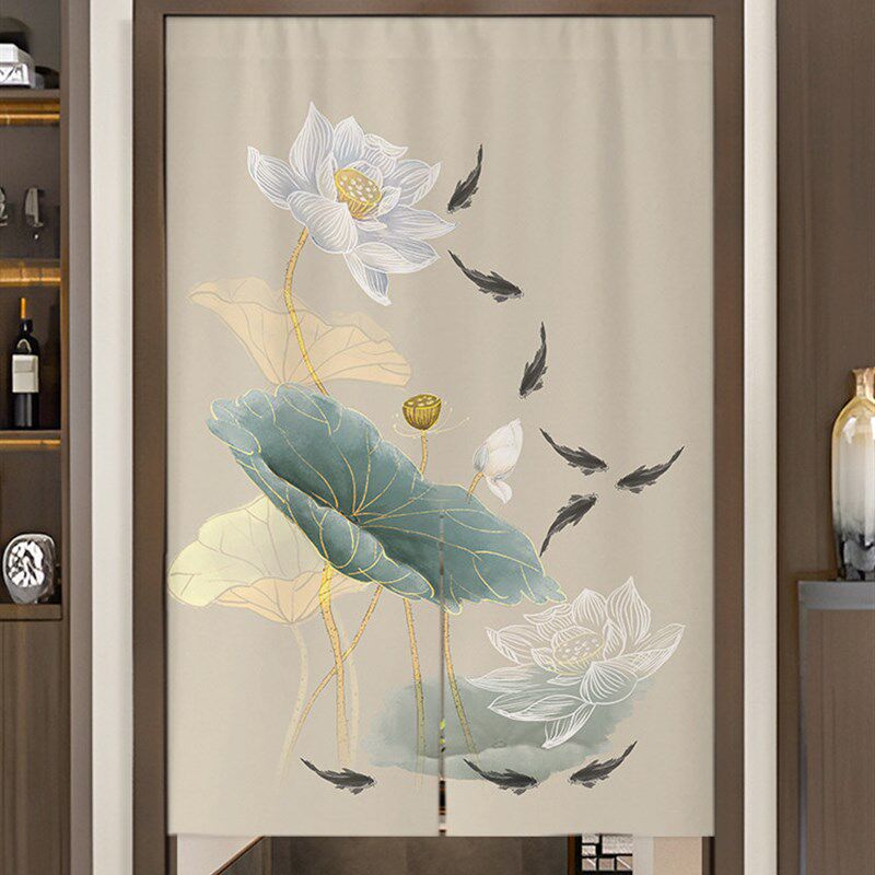 中式门帘家用卧室房间隔断帘客厅入户玄关半帘厨房卫生间遮挡布帘