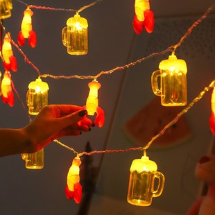 LED夏日啤酒杯龙虾灯串网红洋酒瓶夜市市摆摊后备箱装饰氛围彩灯