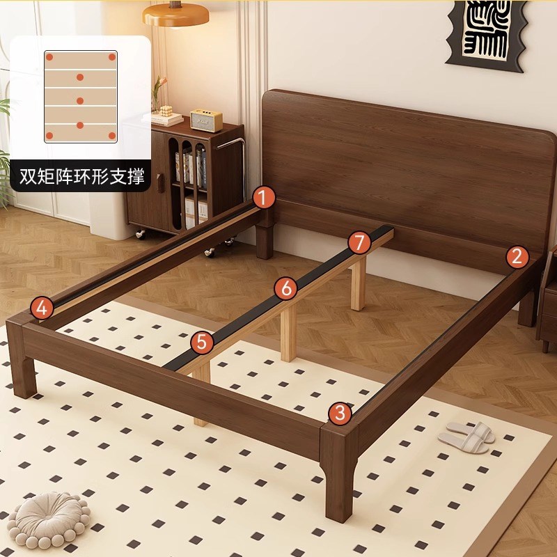 中古风北美红橡木榫卯结构全实木y床2025新款纯实木大床2米x2米2