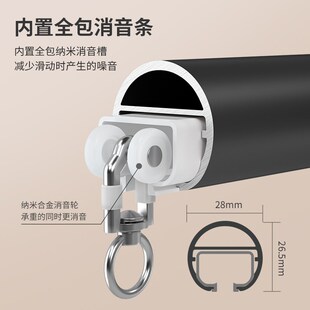 坚美罗马杆式下滑轨道新型下滑轨窗帘杆铝合金单双轨侧装加厚静音