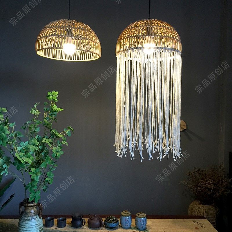 户外防水防晒挂树灯田园覆古彷真藤编流苏吊灯庭院室外景区装饰灯,家装灯饰光源,户外吊灯,淘宝优惠券,粉丝福利购,淘宝优惠卷