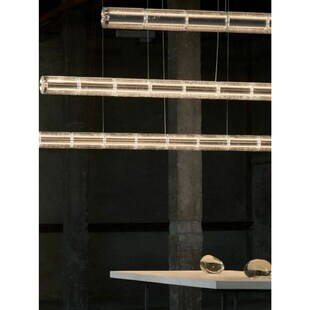 意大利轻奢极简一字长条餐厅吊灯轻奢吧台茶室水晶玻璃感应灯具