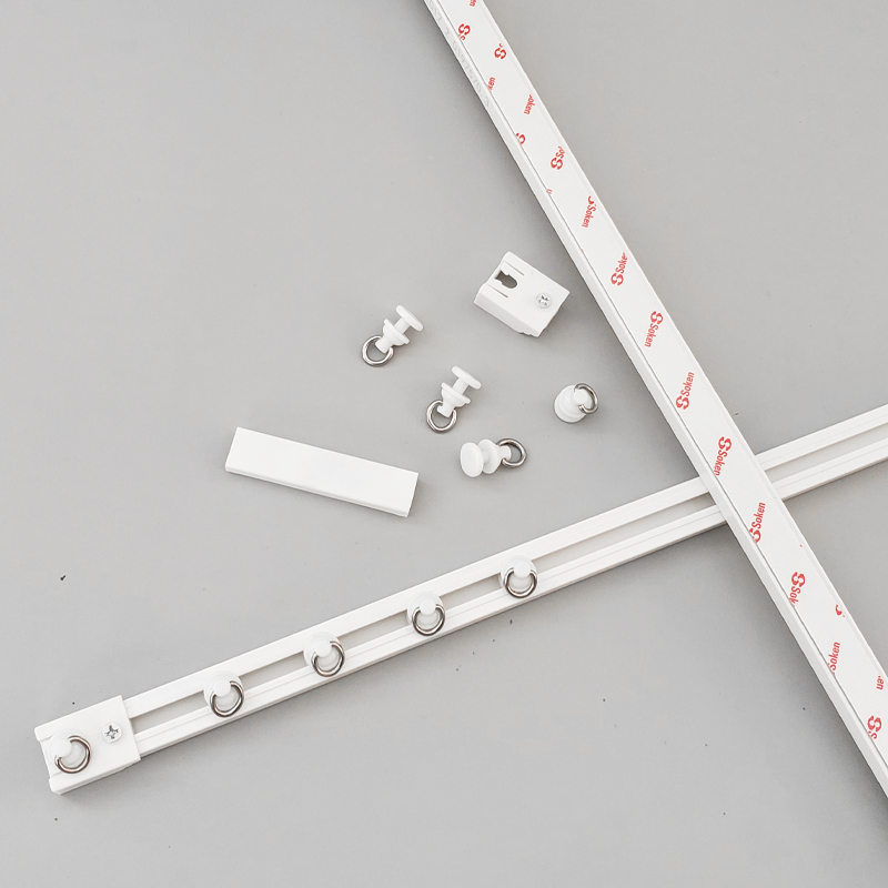 超薄免打孔安装窗帘粘轨s静音粘贴式轨道内开顶装飘窗隔断门帘滑