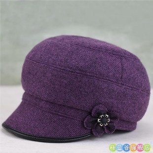 中老年人帽子女秋冬天毛呢鸭舌帽加厚保暖老人棉帽奶奶妈妈帽