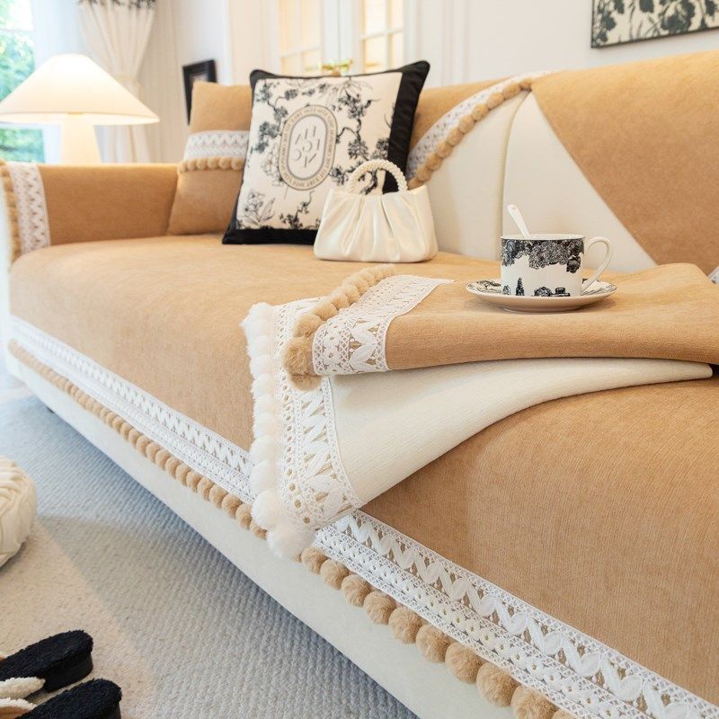 法式奶油风沙发垫四季通用防滑新款2024坐垫子全盖沙发套罩靠背巾,居家布艺,沙发垫,淘宝优惠券,粉丝福利购,淘宝优惠卷