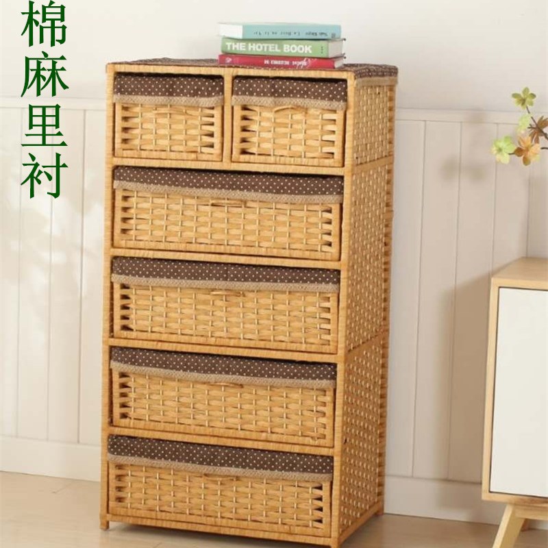 手工草编藤编床头柜m整体婴儿童宝宝衣柜五斗柜抽屉式收纳柜子立