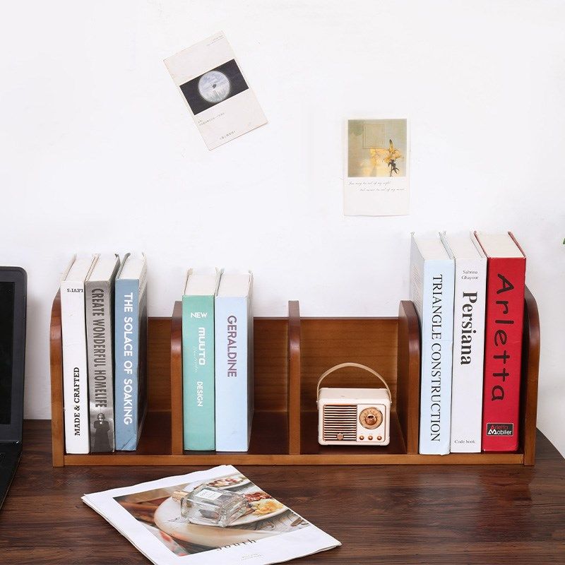 实木书架桌面简易儿童书立架办公桌收纳架置物架飘窗移动一体整理