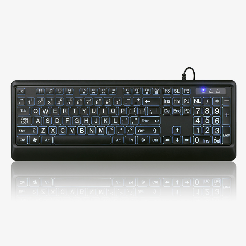 老人键盘背光大字体有线键盘拼音发光键盘老花弱T视老年人专用键