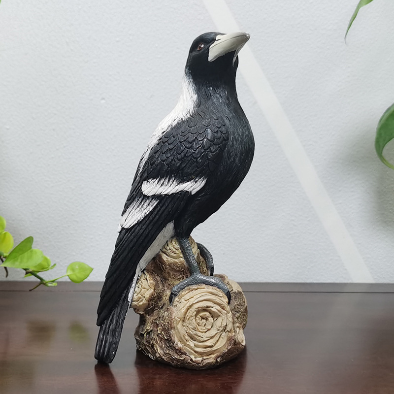 树脂仿真喜鹊摆件花园庭院阳台院子鸟装饰写实钟鹊模型雕塑工艺品