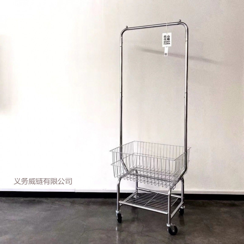 北欧简约落地衣帽架带收纳筐