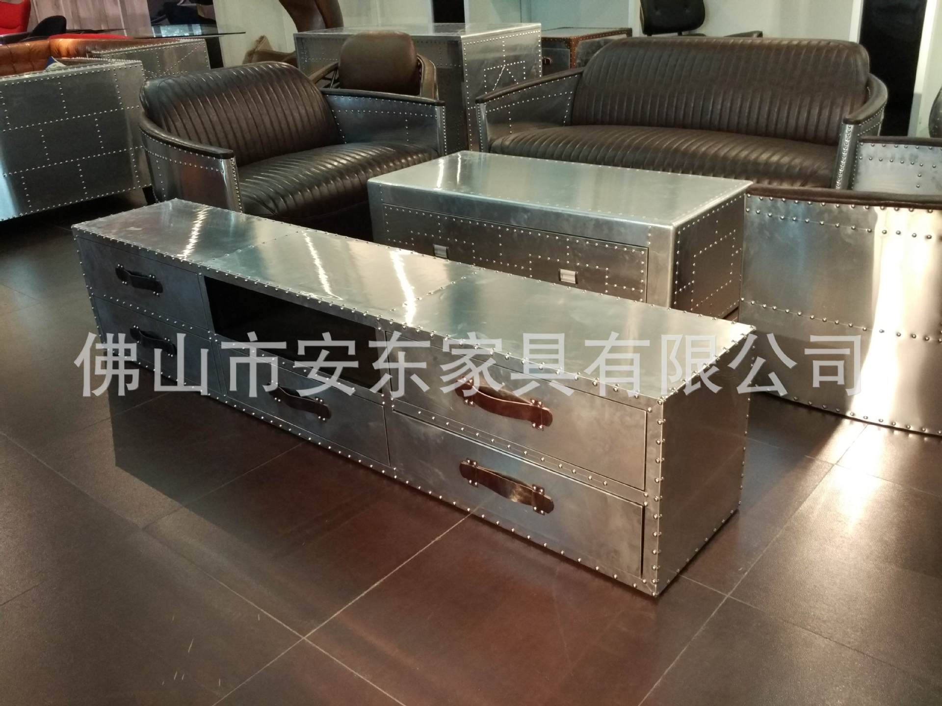 铝皮电视柜LOFT工业风家具设计师个性5抽金属收纳柜酒店客厅家具