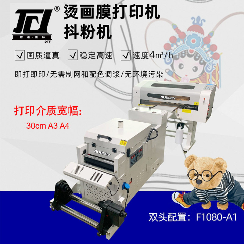 双喷头DTF一体烫画白墨打印机