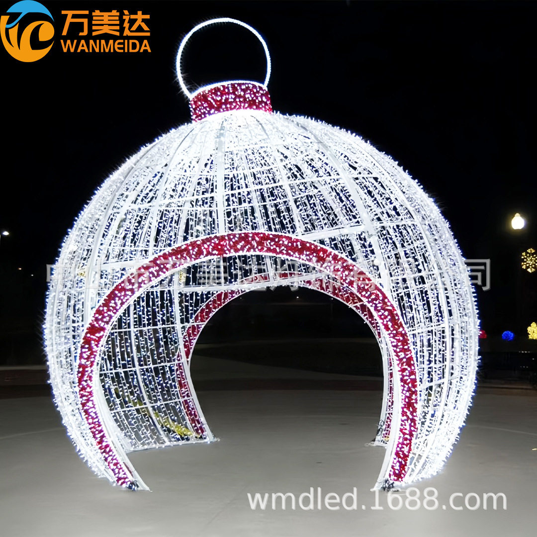 led圣诞镂空鹿铁艺户外摆件公园商场草坪点缀装饰景观发光圆球灯