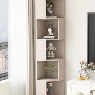 实木角柜靠墙置物架墙拐角收纳客厅卧室转角三角书架多层储物边J*