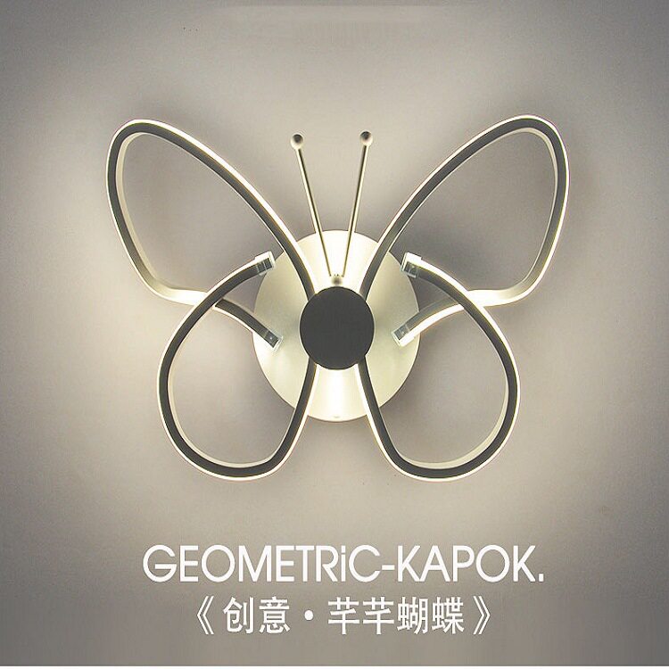 床头壁灯现代简约卧室灯创意楼梯过道灯蝴蝶客厅衣帽间墙led壁灯