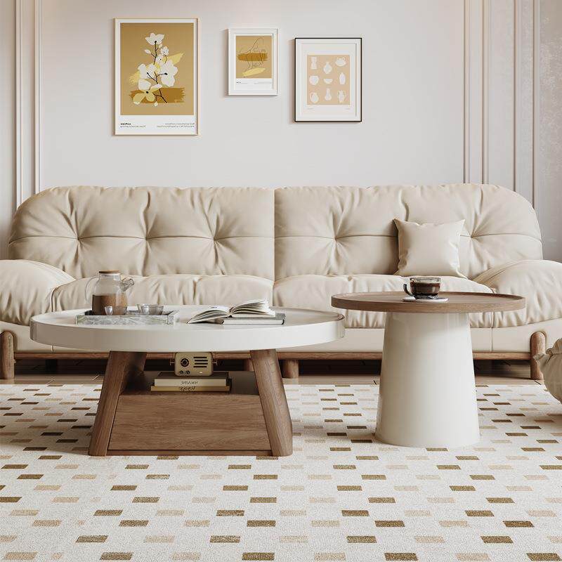 茶几客厅家用小户型简约大小圆茶几复古中古风圆形茶几电视柜新品