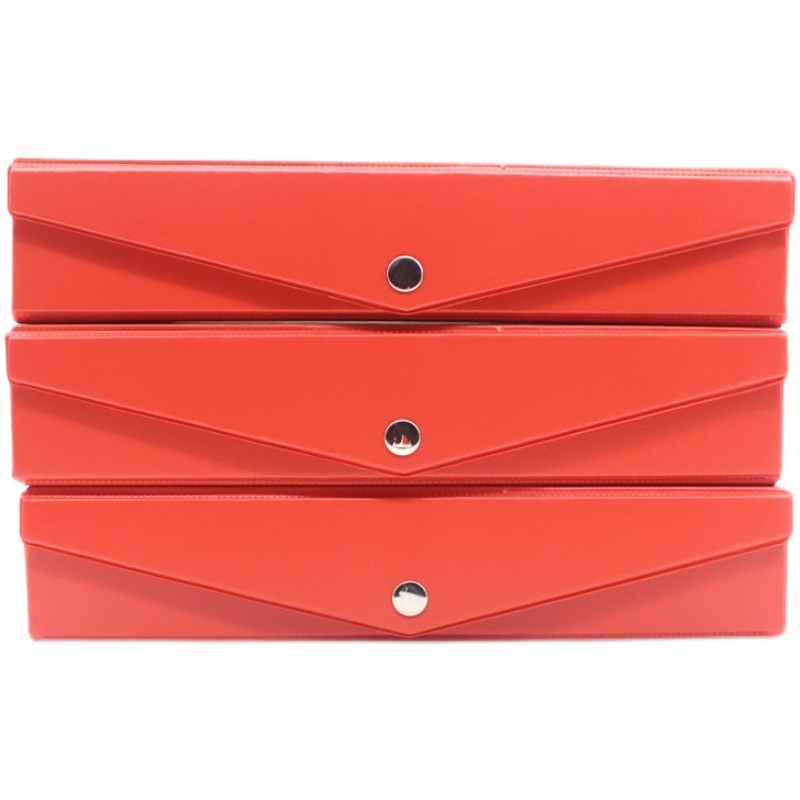 10个装 加厚pvc磁扣红色档案盒a4白色文件盒带铁夹V人事资料收纳