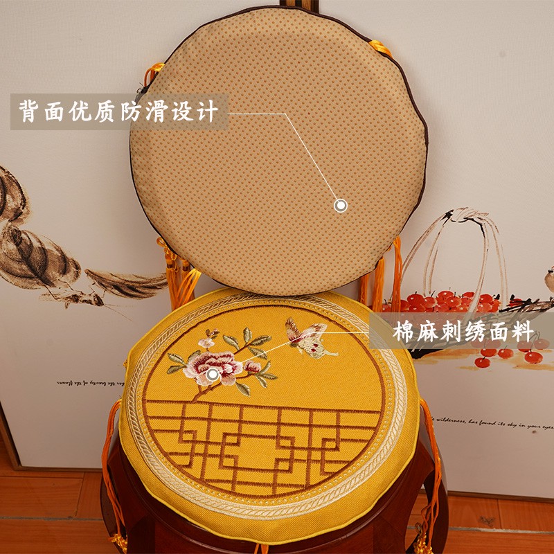 中式红木鼓凳四季通用q圆形古筝凳海绵坐垫方形凳子防滑垫子套罩