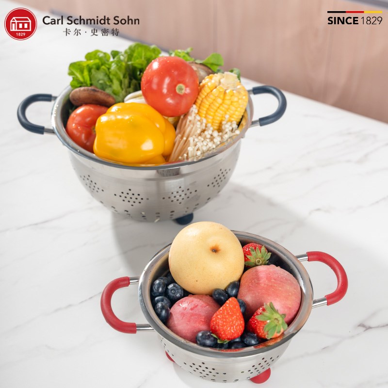 德国CS卡尔304不n锈钢沥水篮欧式洗菜篮厨房用大小水果篮滤篮家用