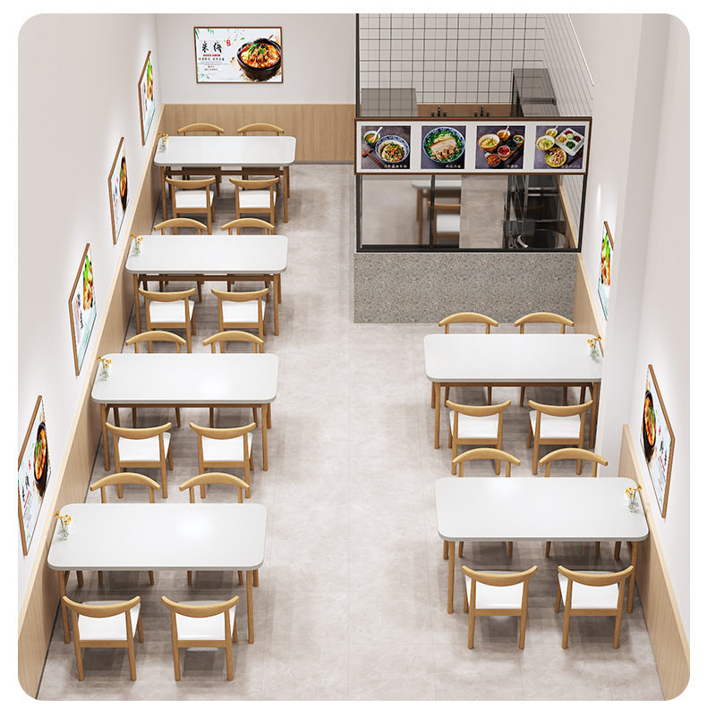 餐桌家用小户型简约客厅吃饭桌子餐饮小吃快餐店长方形商用桌椅子
