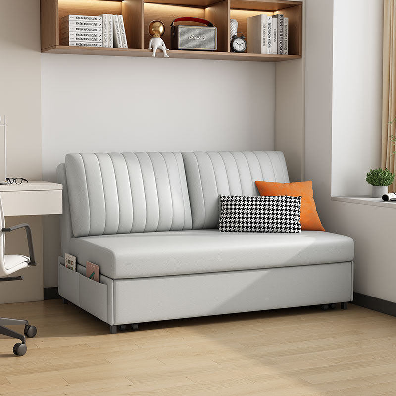 猫抓皮沙发床折叠两用办公室双单人小户型书房伸缩多功能储物沙发