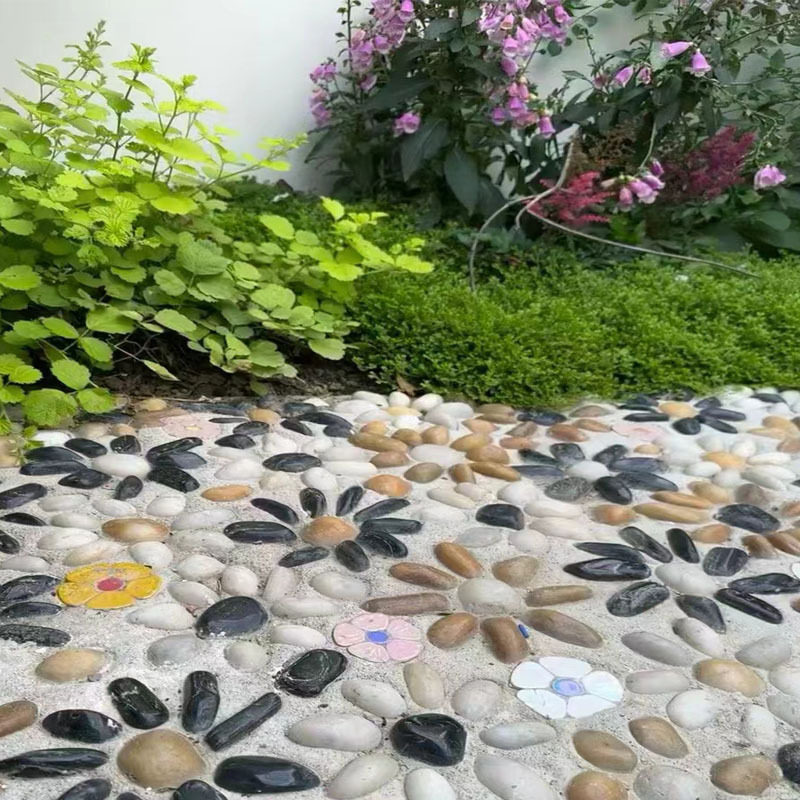 普通抛光黑色鹅卵石景观园林造景黑色雨花石铺路小石子石头批发