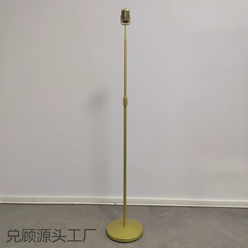 2026复古话筒道具落地支架麦克风拍照走秀酒吧老夜立式麦装饰唱歌图片