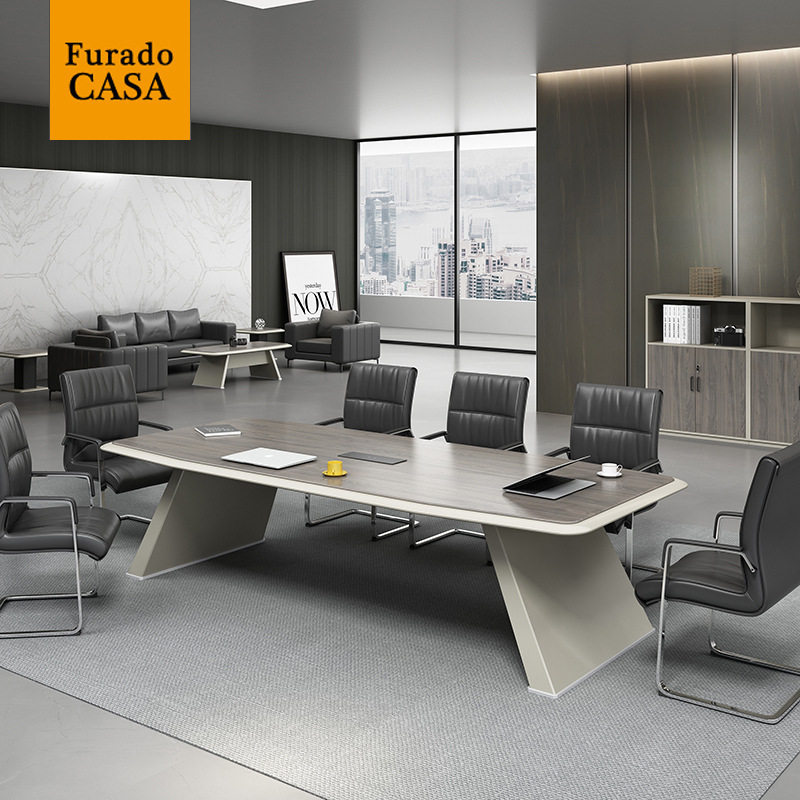 广东会议桌长桌简约现代办公家具大小型会客室桌椅组合长条洽谈桌