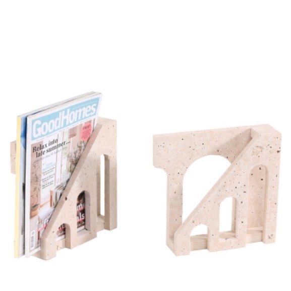 现代简约创意黄洞石书架书夹样板房桌面软装饰品工艺品