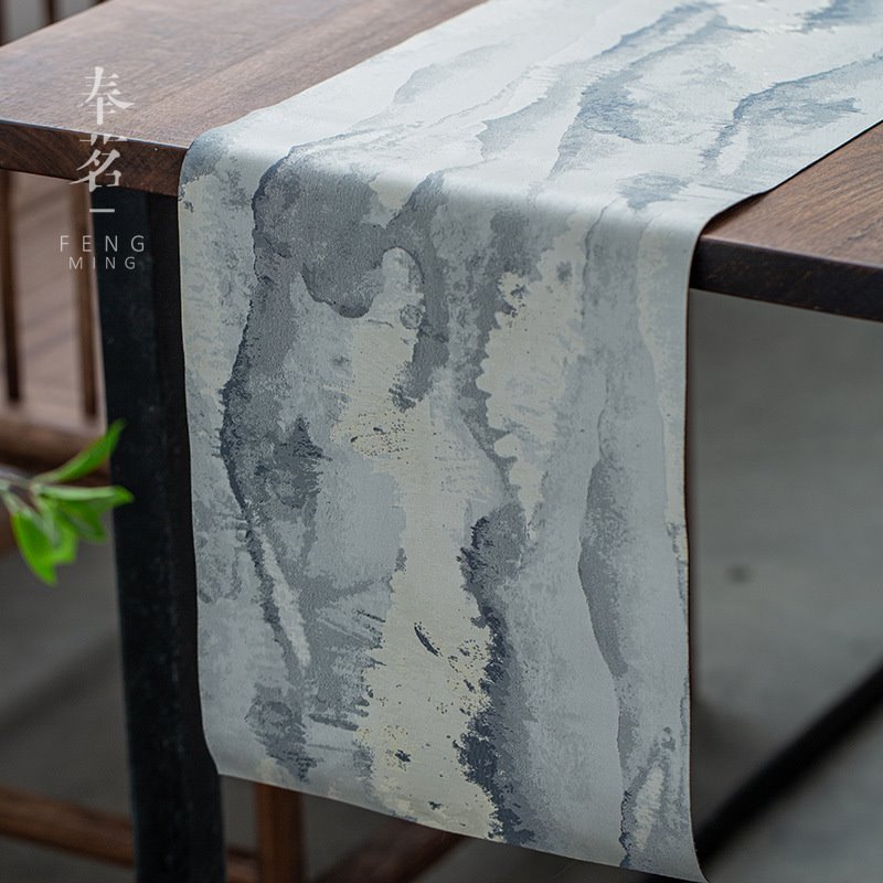 茶席麂皮绒 布艺桌旗 茶垫餐桌垫隔热垫 防烫防水茶几布 山水画