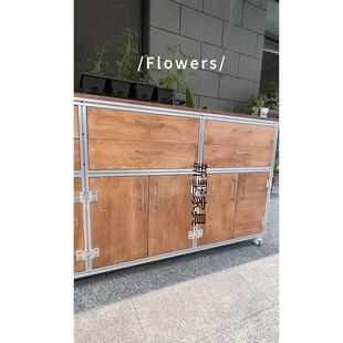 复古可移动餐边柜小户型家用客厅茶水柜多功能陈列柜咖啡柜储物柜