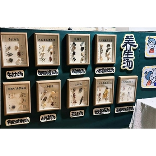 中医馆老物件四物汤标本中医馆堂画中药茶饮kt板中医研学道具
