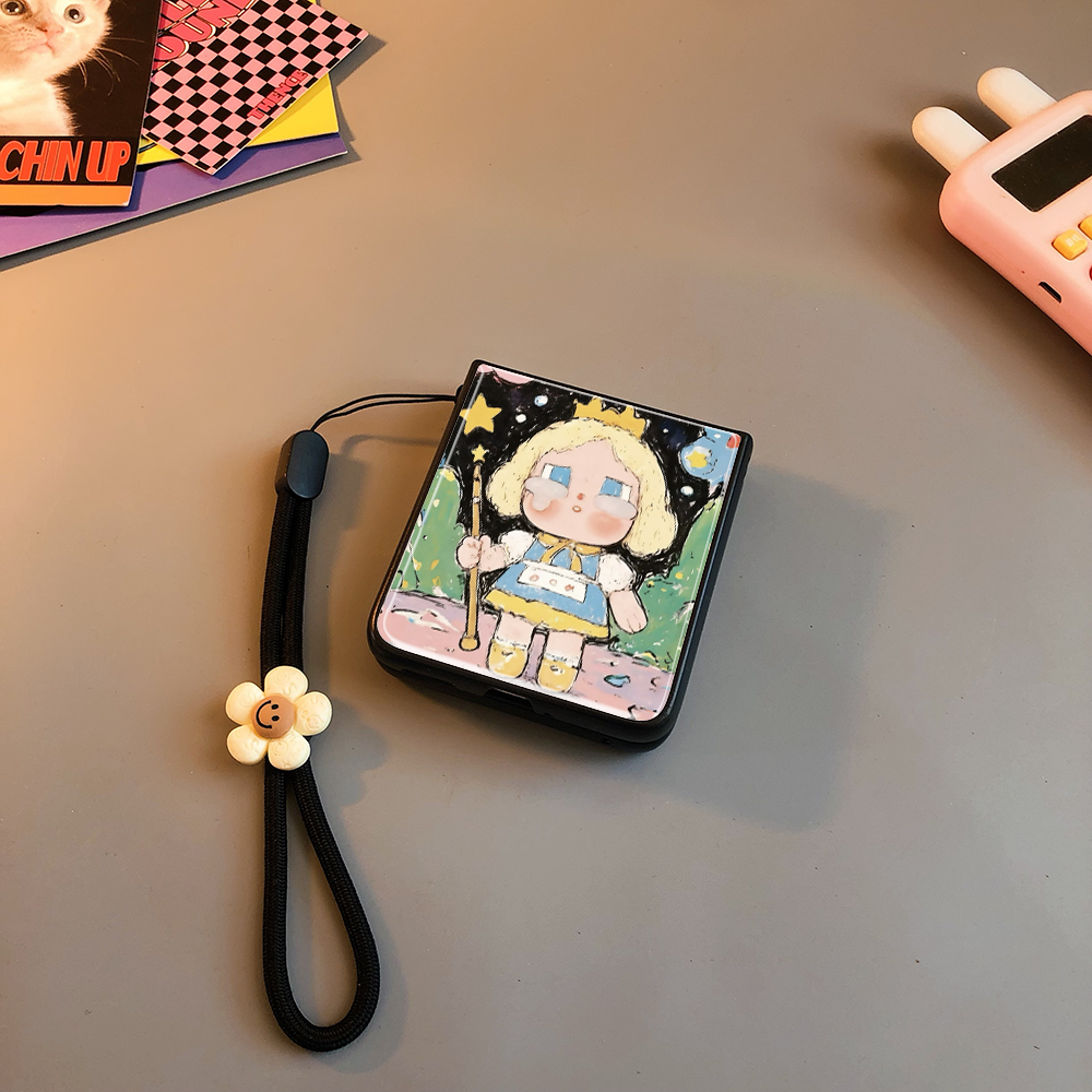 黑夜哭娃玻璃适用华为pocket2手机壳purax硬novaflip小米mixflip三星zflip5 6 7 4卡通oppofindn3n2荣耀v女0