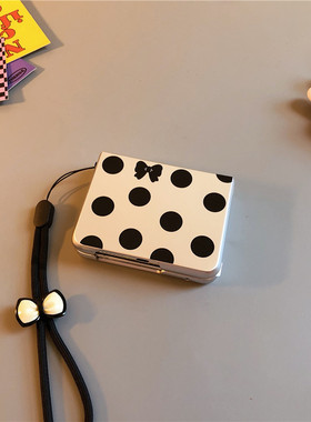 黑色波点适用小米mixflip2手机壳华为purax卡通pocket2硬novaflip三星zflip4 5 6磨砂oppofindn3n2w荣耀v女7