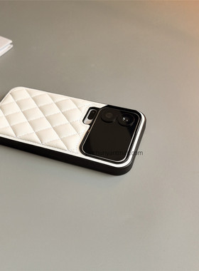 白色菱格适小米17promax手机壳荣耀400华为pura80硬70pro高级感xiaomi15s简约nova14Ultra时尚mate70男女6013