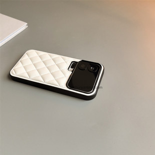 白色菱格适小米17promax手机壳荣耀400华为pura80硬70pro高级感xiaomi15s简约nova14Ultra时尚 mate70男女6013