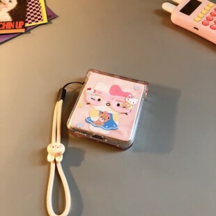 KT猫适用华为purax手机壳novaflip卡通pocket2硬三星zflip4 6透明oppofindn3n2女w24荣耀v小米mixflip7