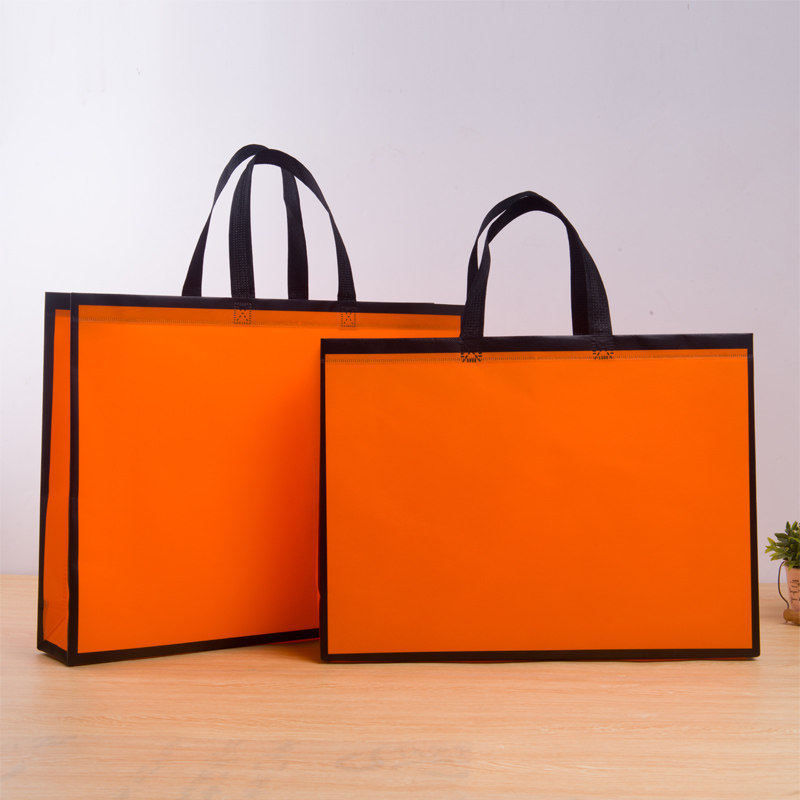 速发加大号橙色纯色覆膜秋冬皮草羽绒礼装店手提袋购服物品袋现货