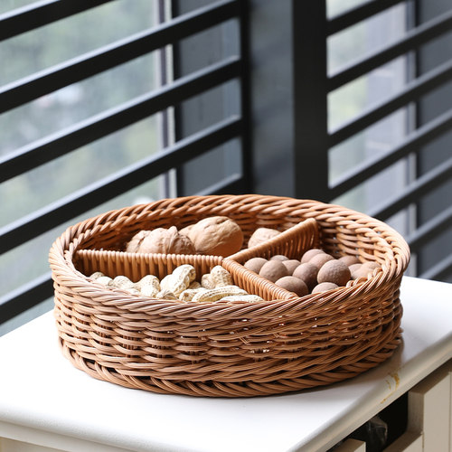 速发仿藤编果盘大2家用客厅茶几号025新款零食盘收果水果干纳盒