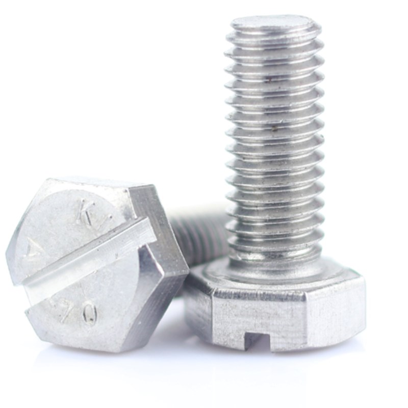 速发04不锈钢M12.1开槽一字外六角螺丝头部带槽六角头螺栓G4M5-MB