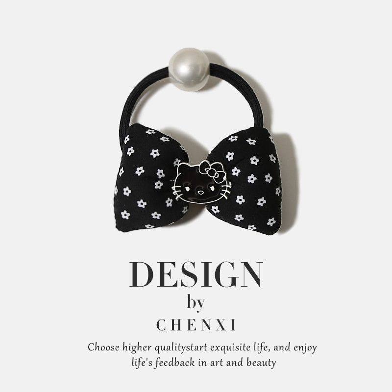 可爱HelloKitty头绳时尚蝴蝶结珍珠发圈儿童扎马尾发绳甜美头饰