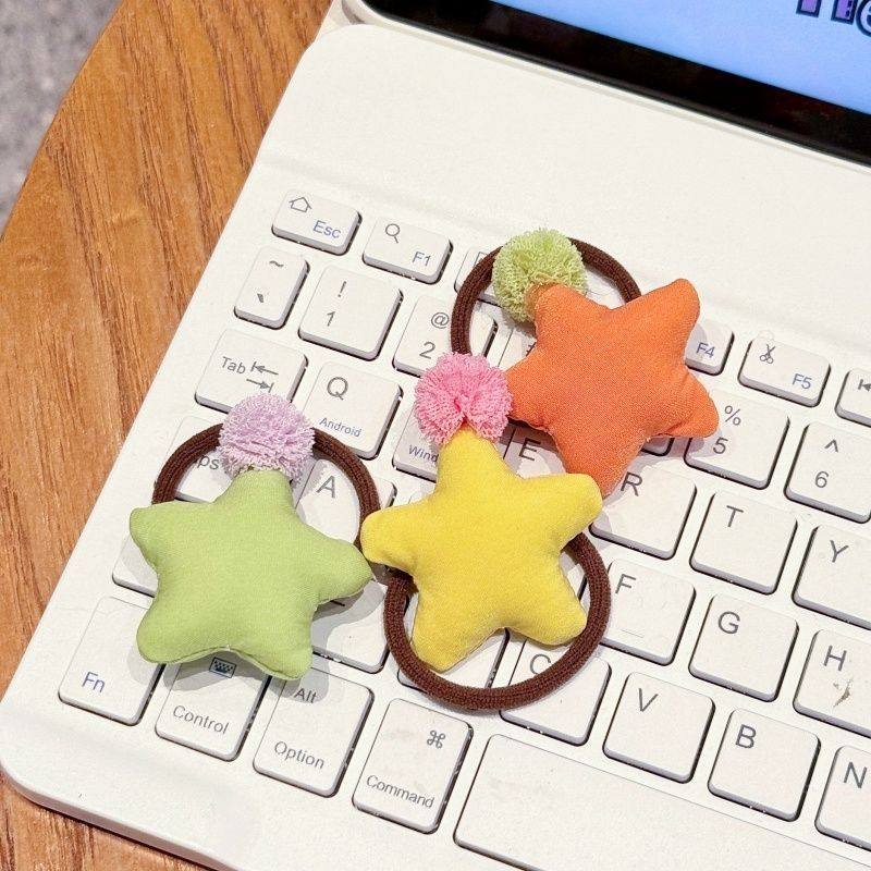 小清新纯色星星头绳时尚扎马尾发绳ins多巴胺爆款少女扎丸子头绳