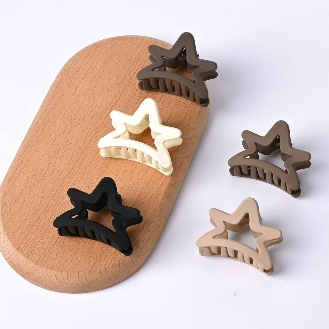 4cm抓夹蝴蝶五角星磨砂发夹半扎发高级感盘发抓夹女鲨鱼夹子发饰