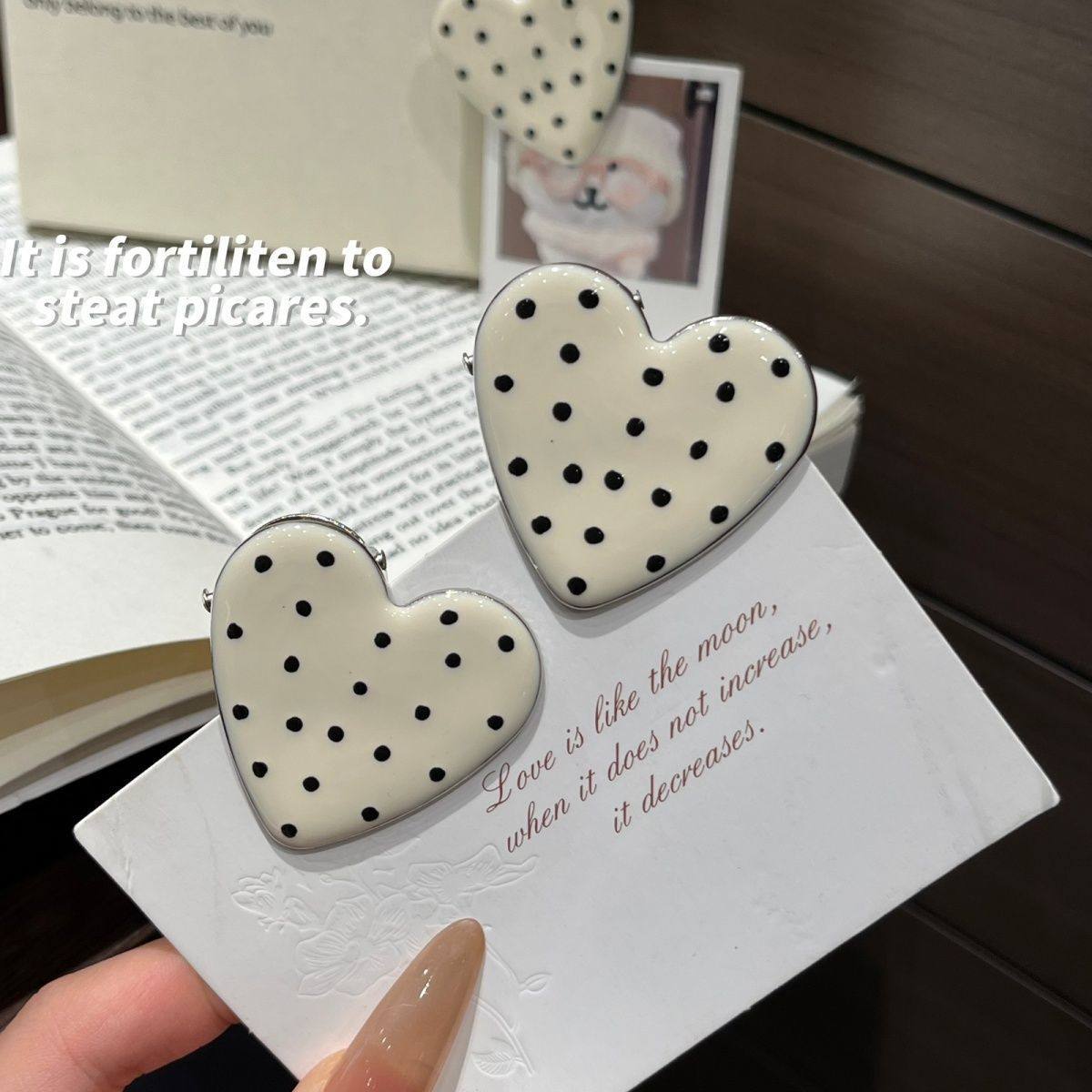 韩系学院风黑白波点滴釉