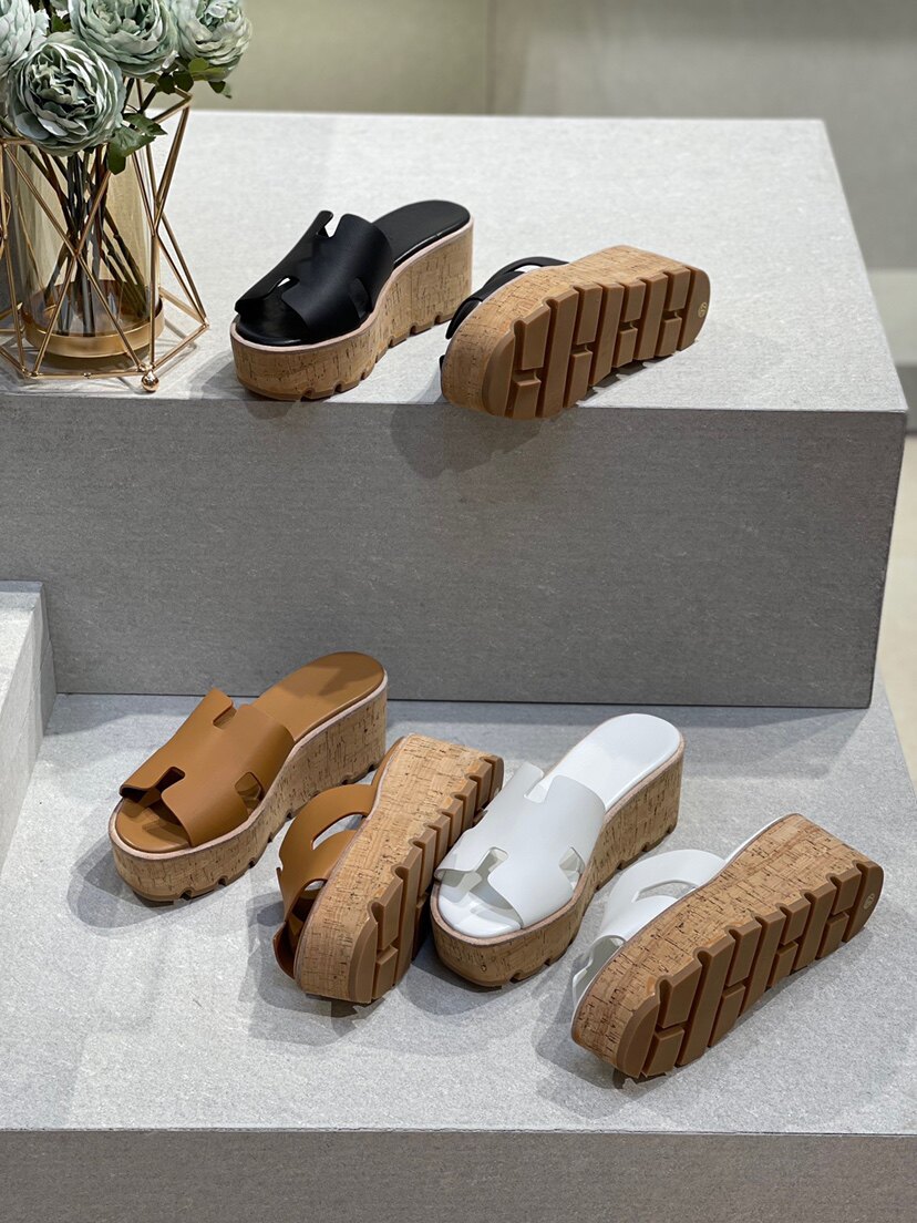 欧洲站夏季新款坡跟厚底中跟拖鞋凉鞋女鞋女休闲防水台松糕一字拖