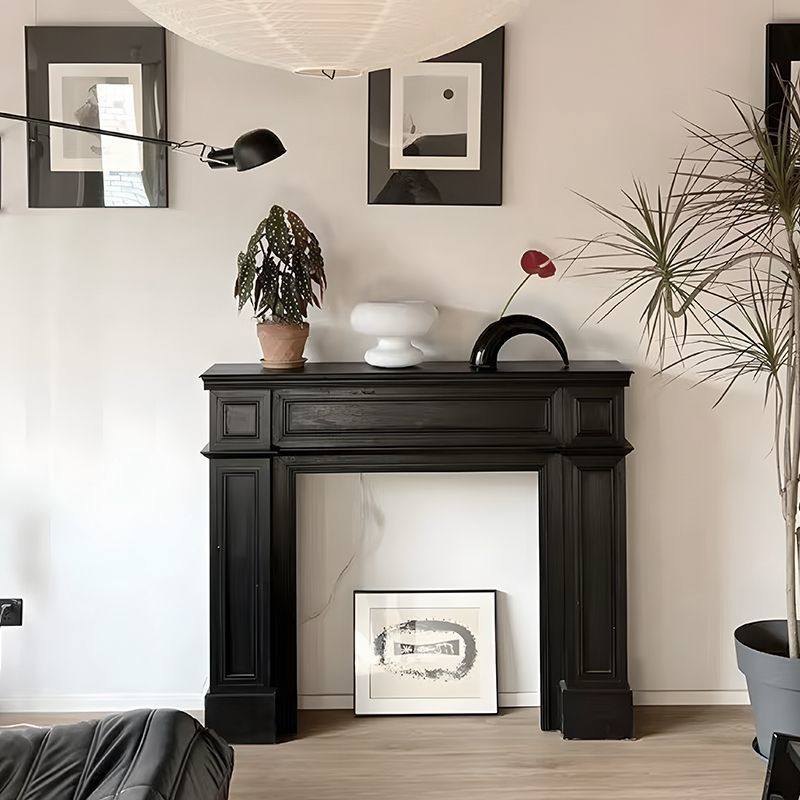 美式复古壁炉架可批发旧原木色装饰柜客厅玄关法式白色柜田园民g^